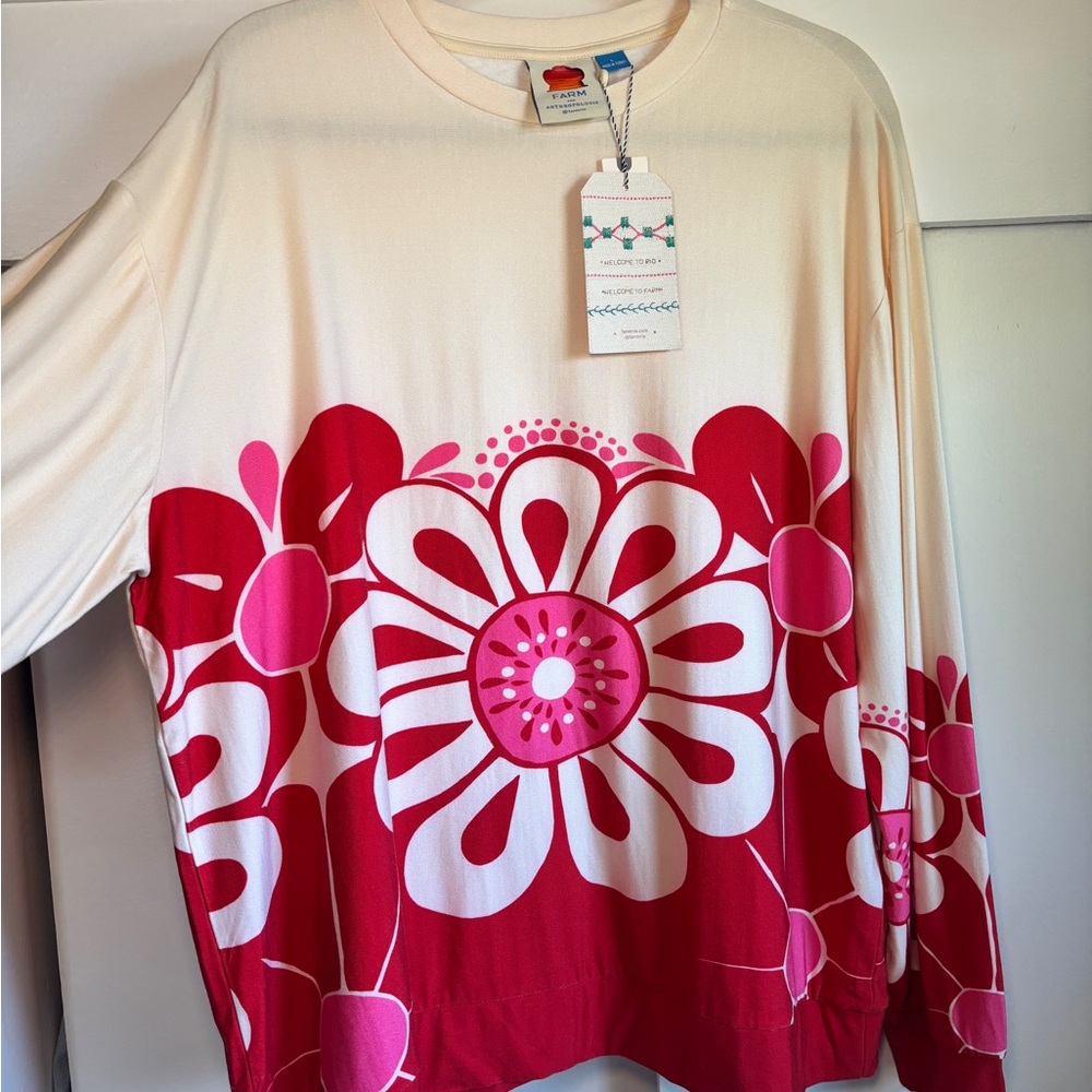 NWT FARM RIO Anthropologie Cream Floral Top